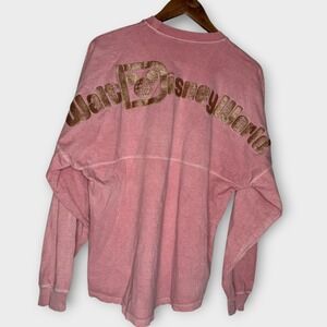 Walt Disney World Spirit Jersey Pink Briar Rose Gold Glitter Women's Shirt Small